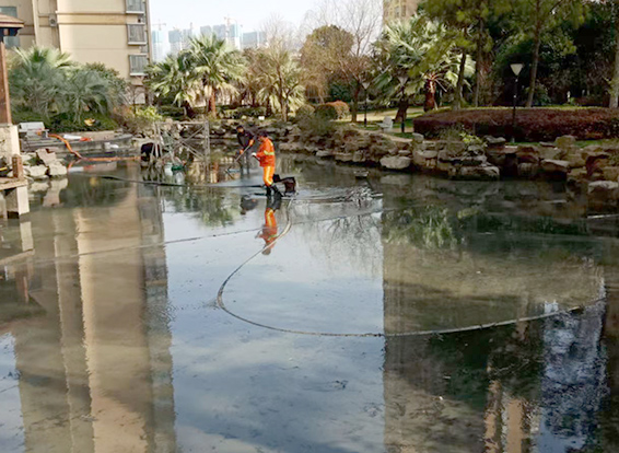 泰丰办事处景观池淤泥清理